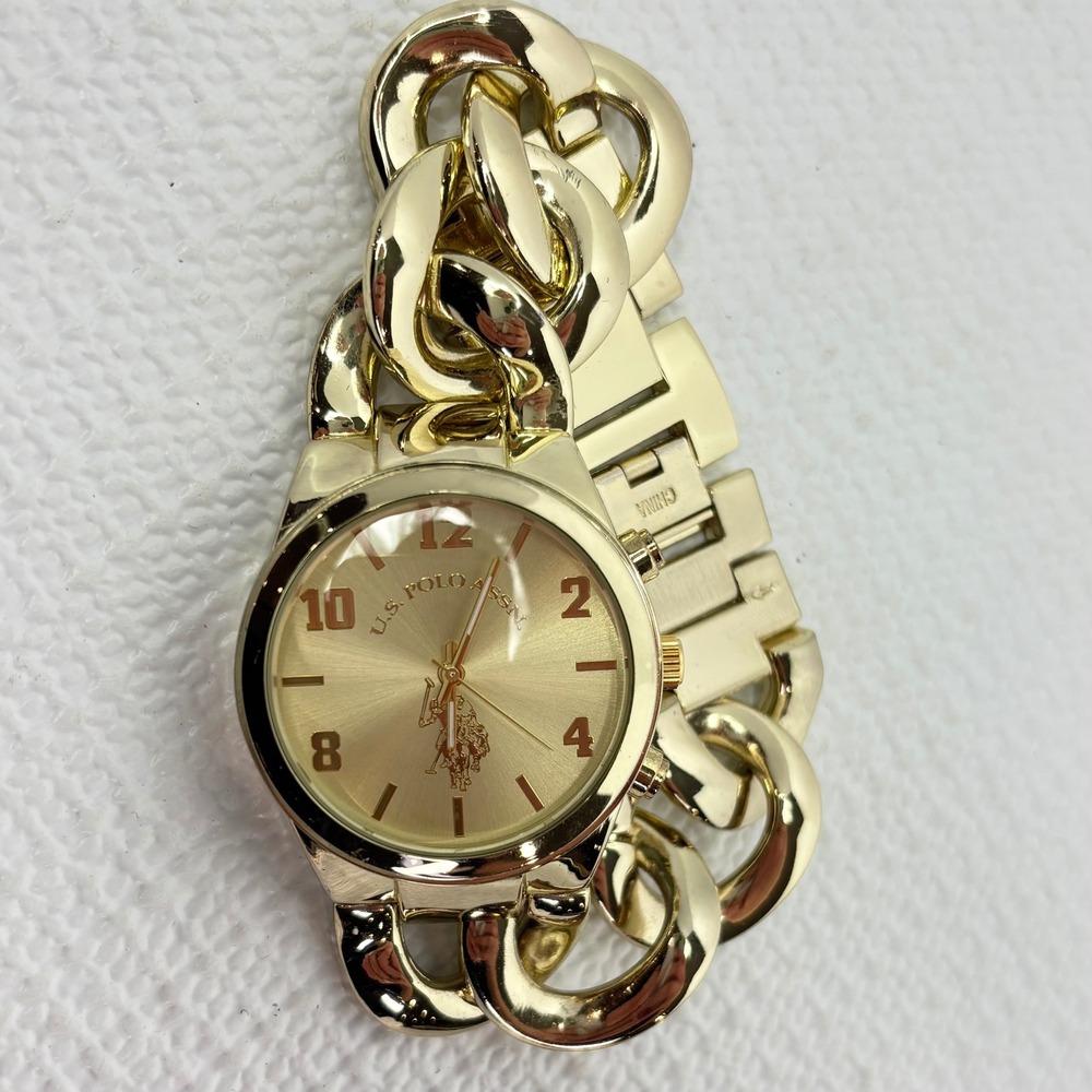 US Polo Association Gold Tone Watch Chunky Chain Women's USC40069‎ Elegant